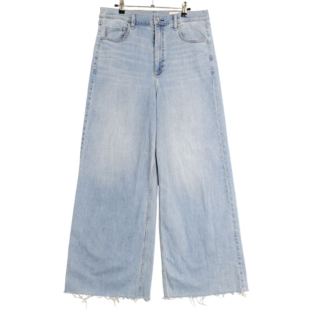 RAG & BONE Serena High Rise Wide Leg Light Wash Denim Raw Hem Blue Jeans SIZE 33